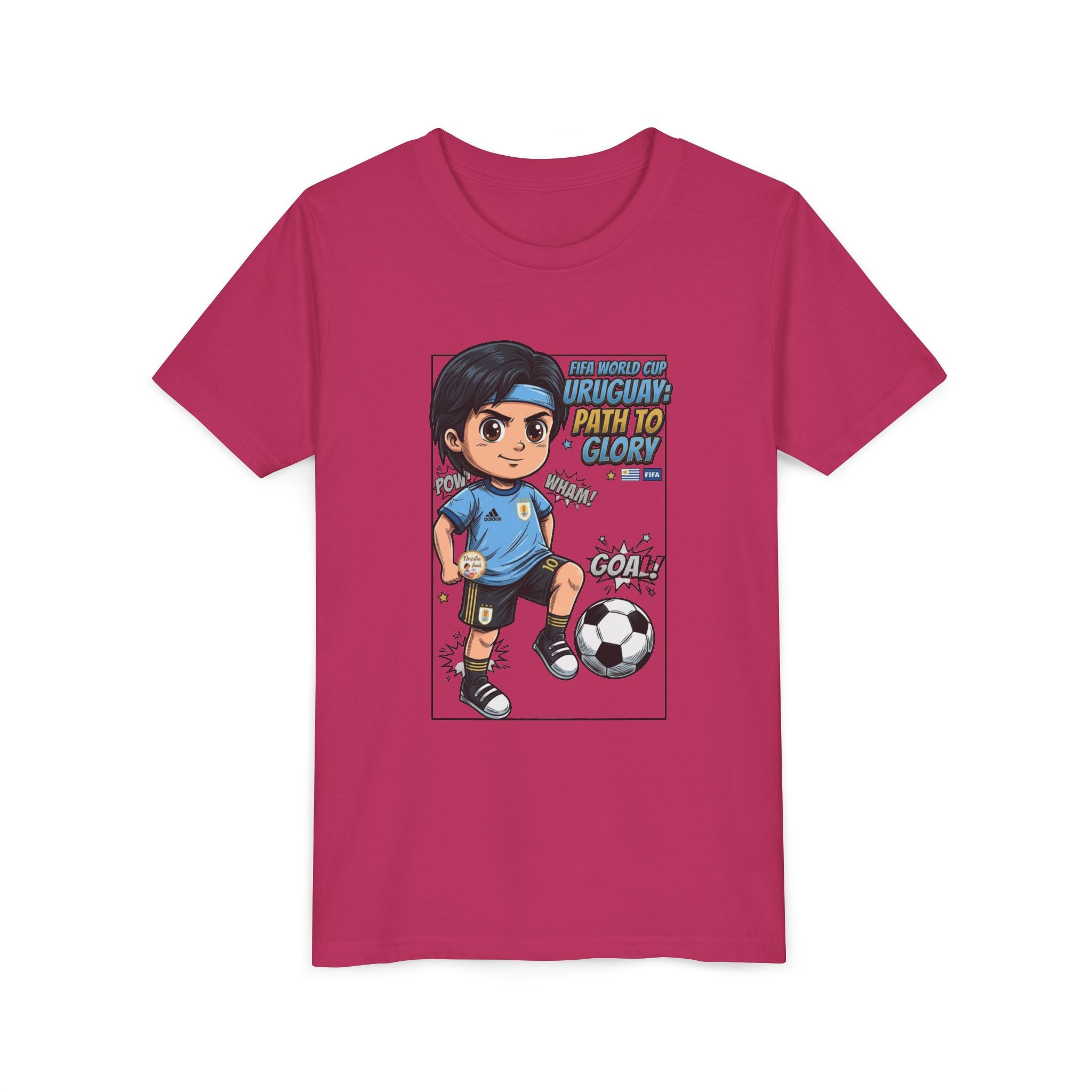 Youth Soccer Tee – Cute Cartoon Player "Ready to Score" Kids Jersey