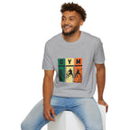 Gym Retro Blocks T‑Shirt — Vintage Fitness Silhouette Tee