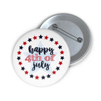4th of July Pin Button - "Happy 4th of July" Patriotic Star Badge