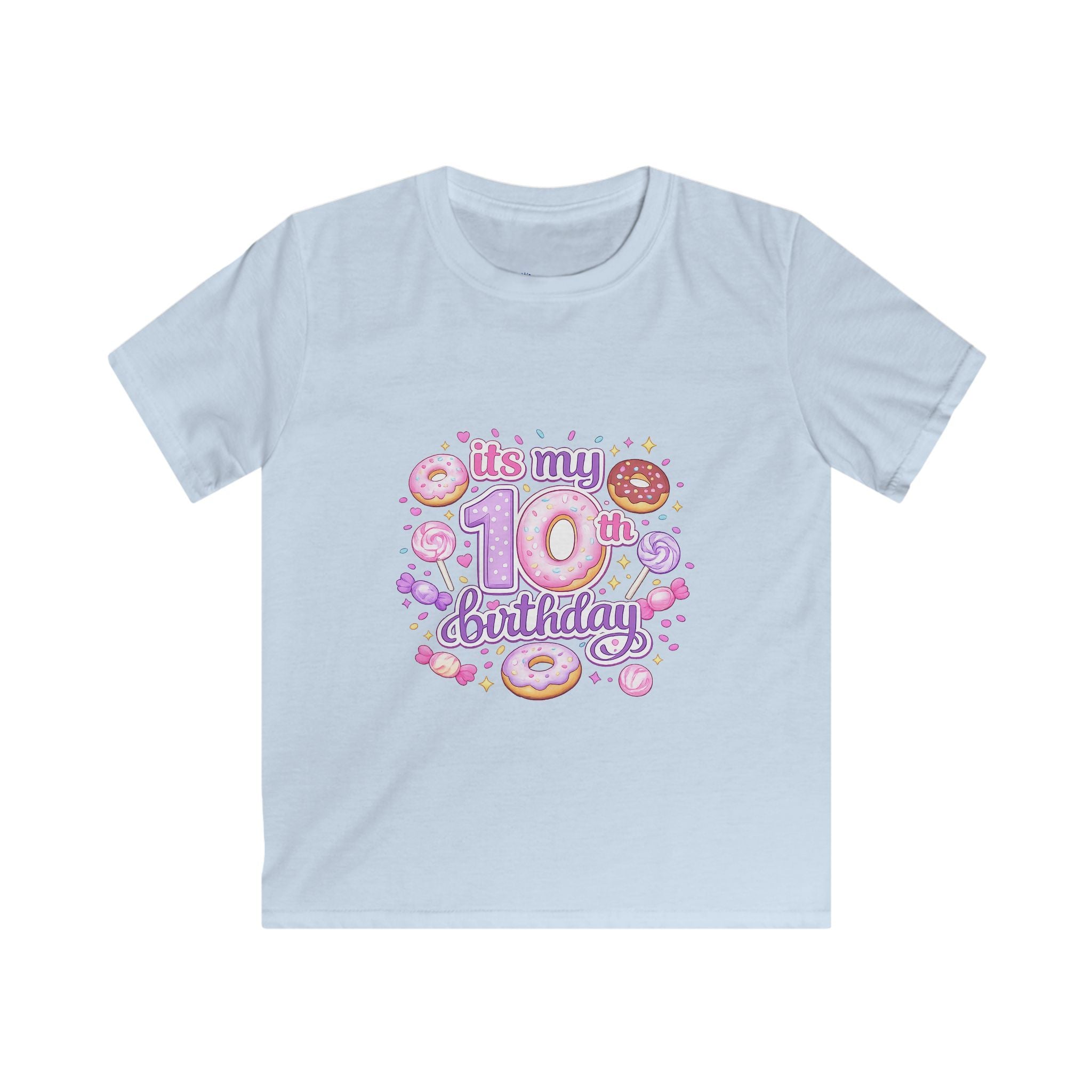 Kids 10th Birthday T-Shirt — “It's My 10th Birthday” Fun Donut Design