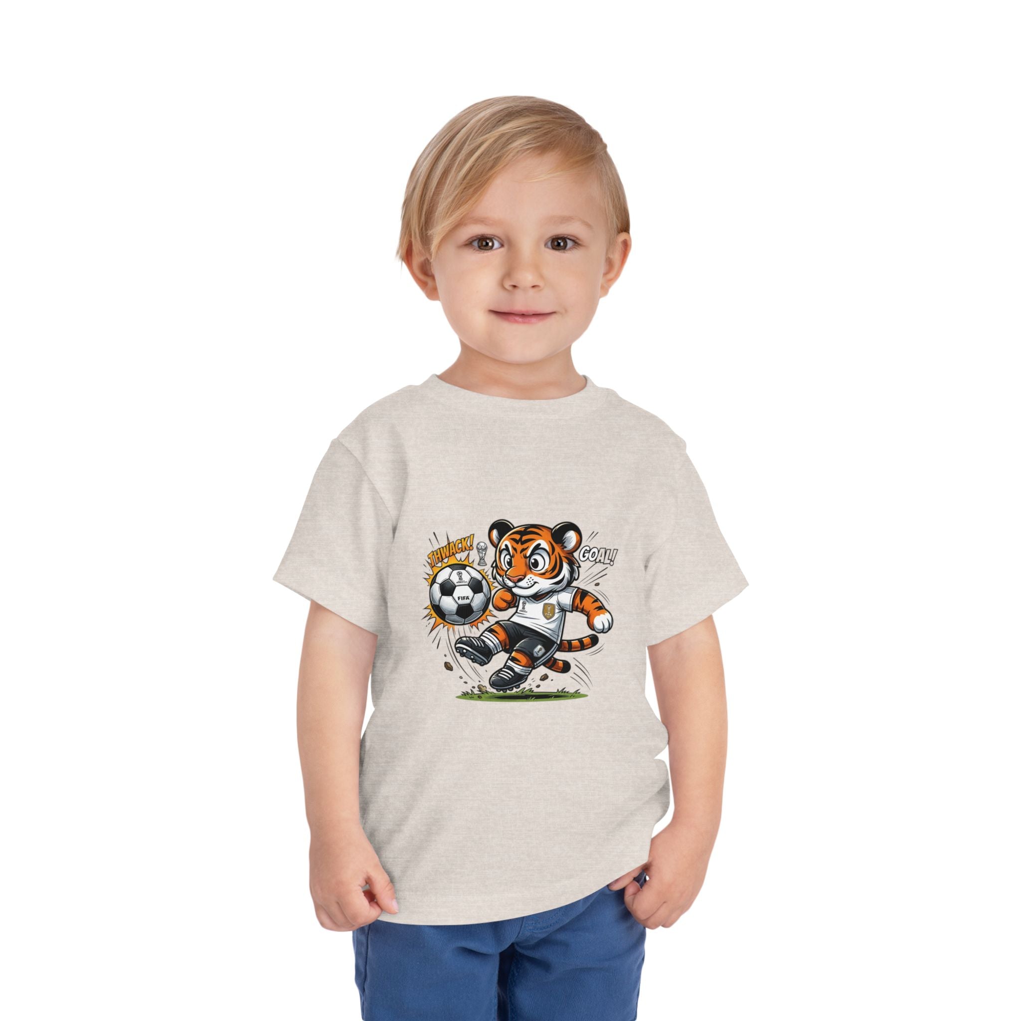 Toddler Soccer Tiger Tee — Cute Kicking Tiger Football Shirt for Kids