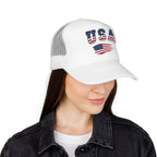USA Flag Trucker Hat — Patriotic Foam Mesh Cap for 4th of July & Everyday Wear.