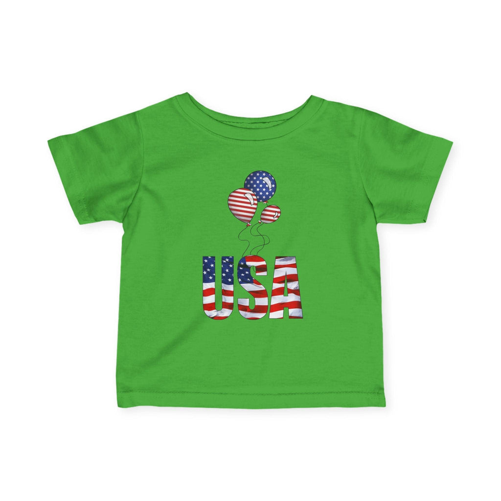 Infant Tee - USA Flag Balloons Graphic (Patriotic 4th of July Baby Shirt).