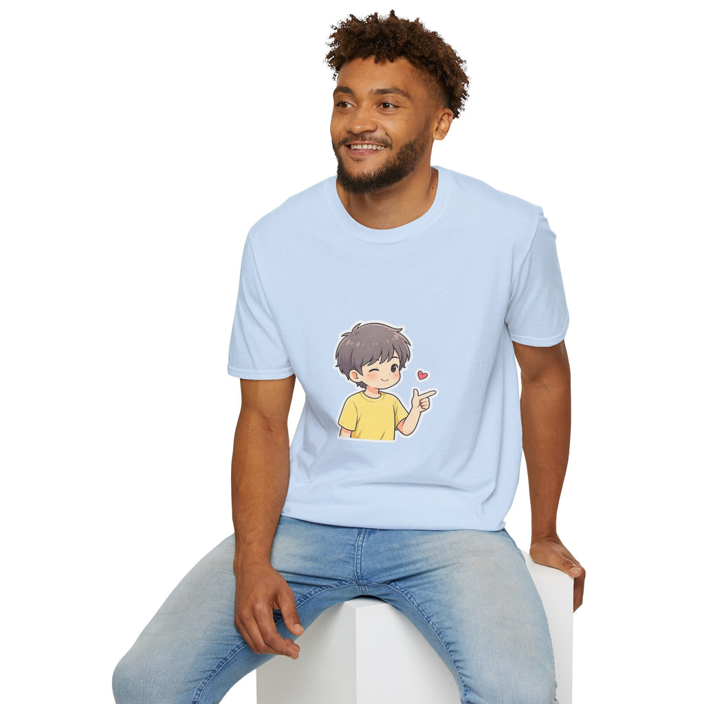 Cute Boy Cartoon Heart T-Shirt – Kawaii Cute Kid Character Tee