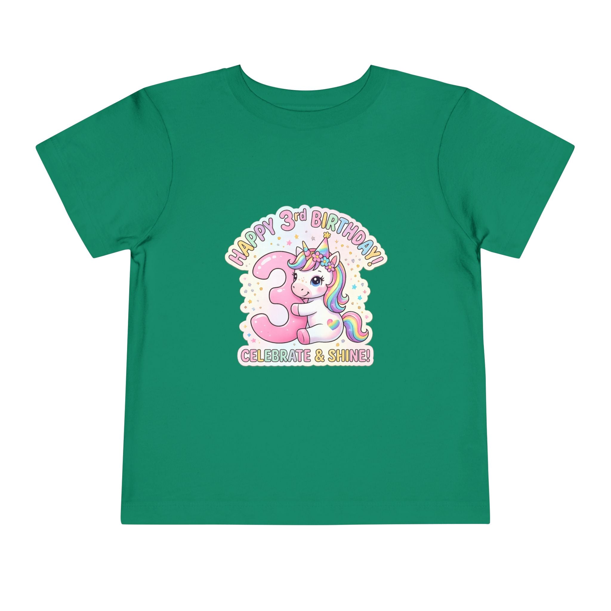 Toddler Unicorn 3rd Birthday Tee — "Happy 3rd Birthday!" Celebrate & Sparkle
