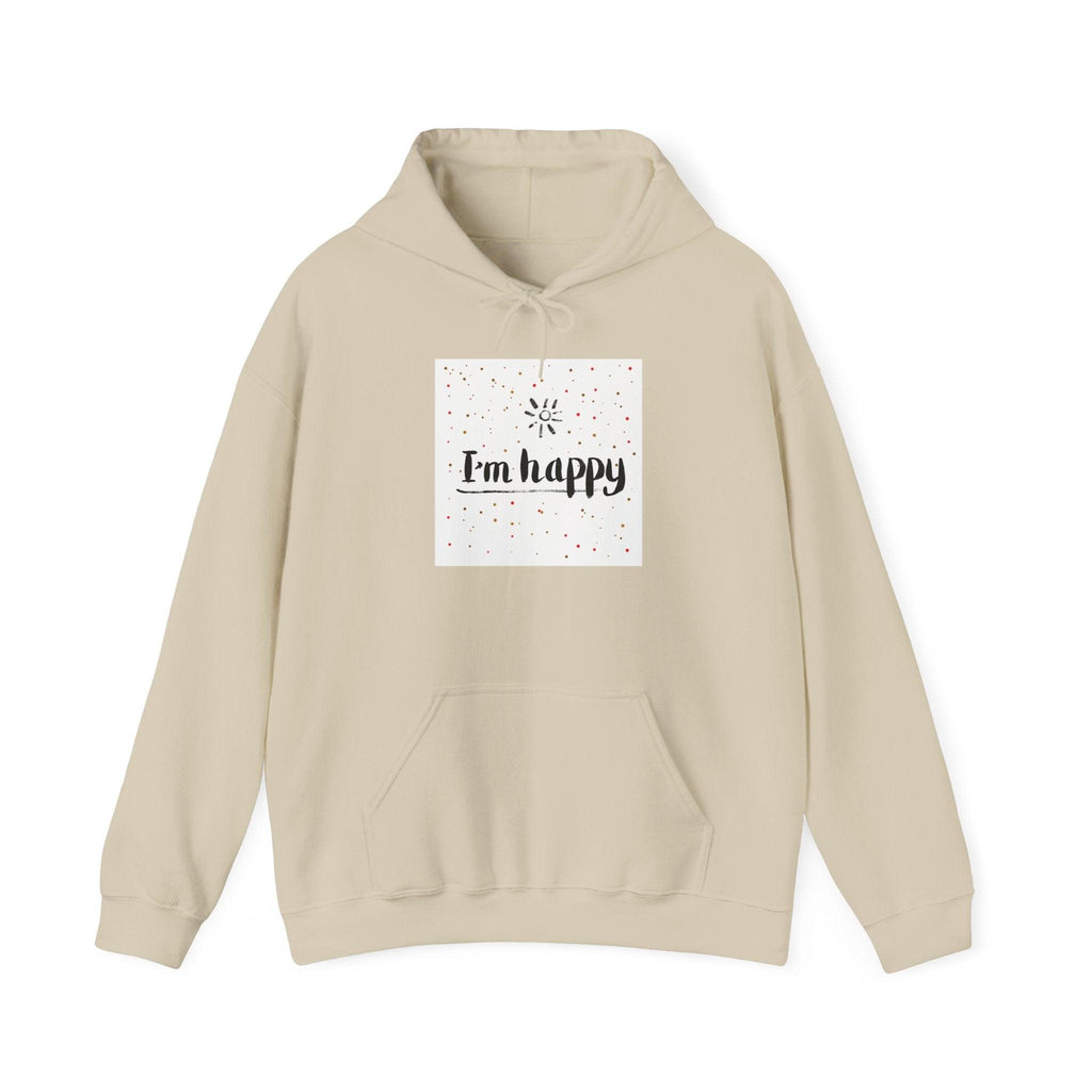 New Day Hoodie — "I'm Happy" Minimal Positive Graphic Sweatshirt.