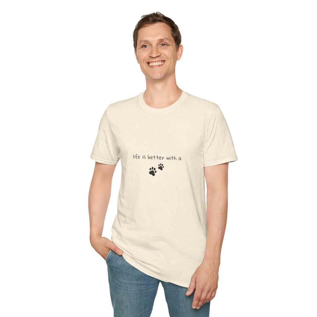 Pet Lover T‑Shirt — "Life Is Better With a" Paw Print Tee
