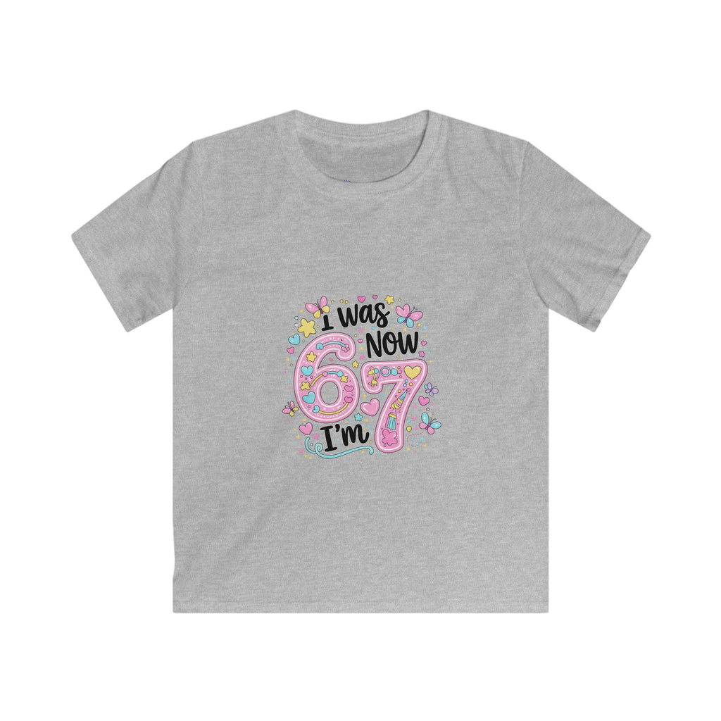 Kids Tee — ‘I Was 6 Now I’m 7’ Birthday Girl Cute Floral Design