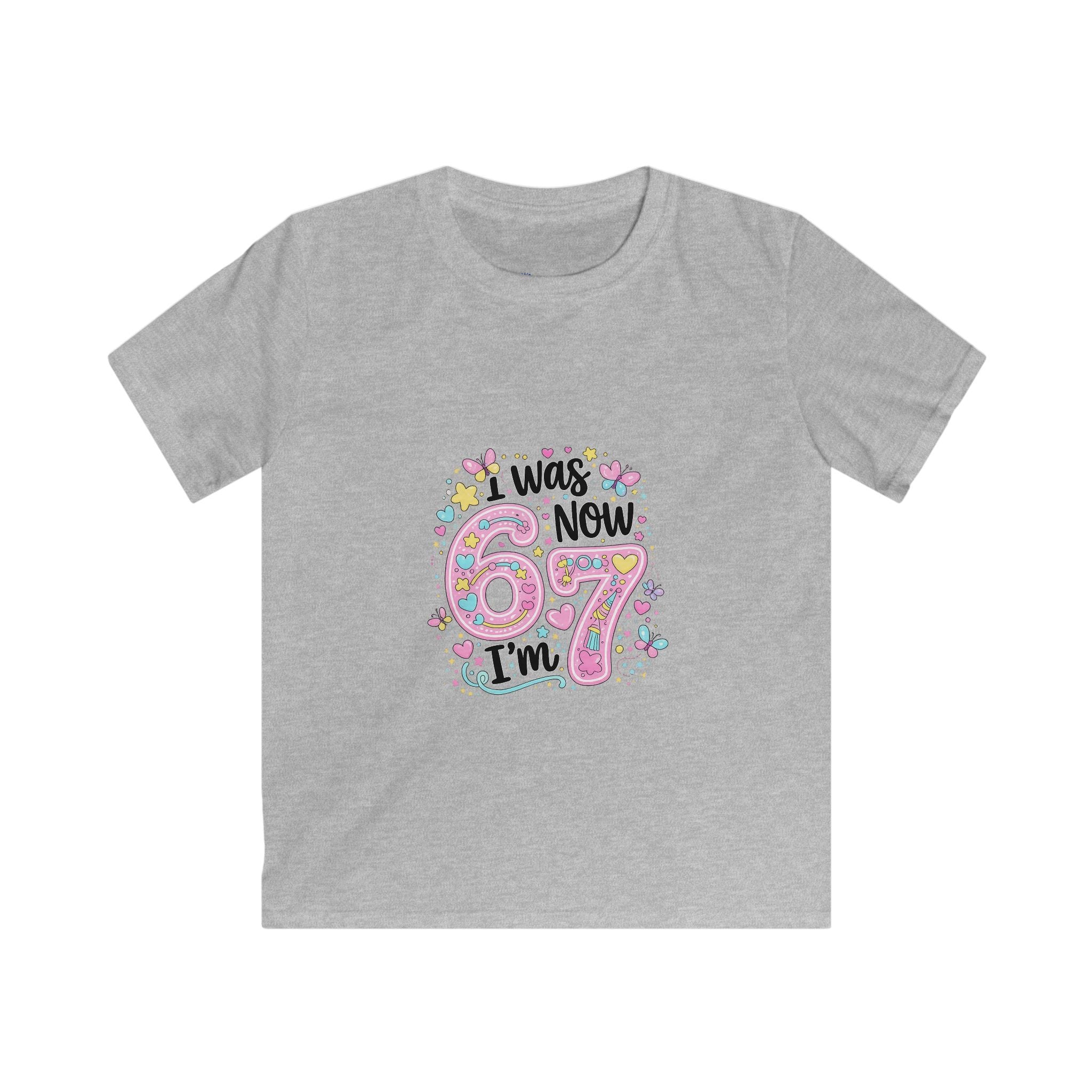 Kids Tee — ‘I Was 6 Now I’m 7’ Birthday Girl Cute Floral Design