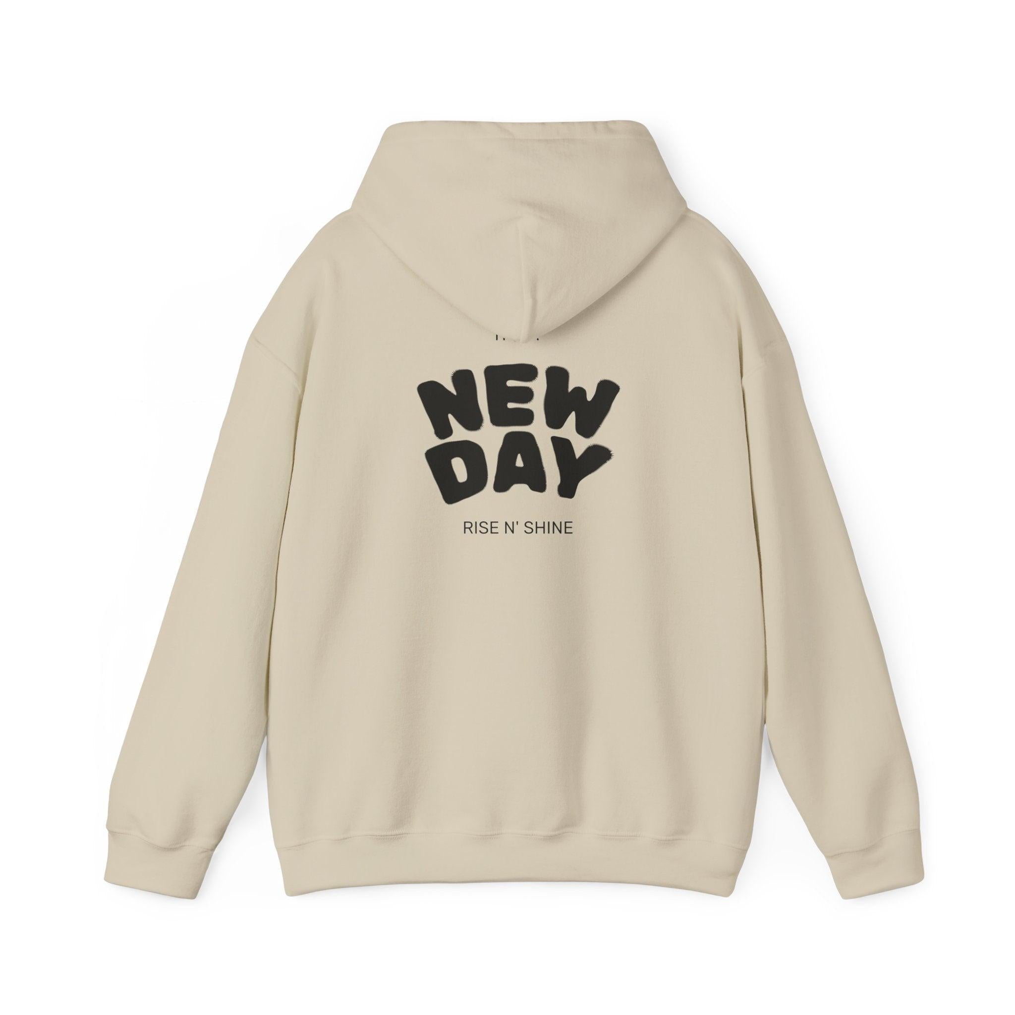 New Day Hoodie — "I'm Happy" Minimal Positive Graphic Sweatshirt.