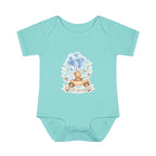 Baby Bodysuit - Blue Teddy Bear with Balloons "Happy Birthday" Infant Onesie