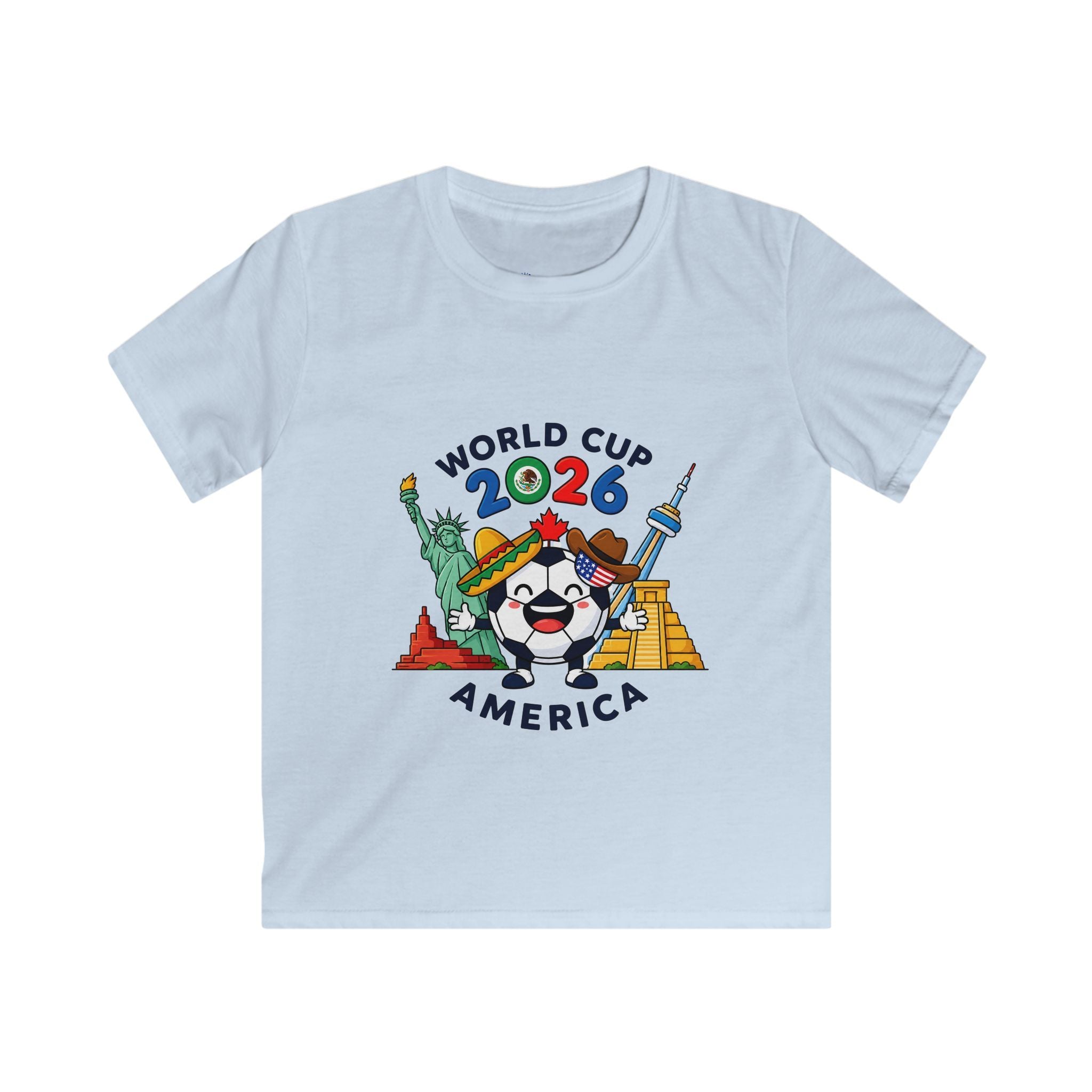 Kids Tee -  America Soccer Mascot & Landmarks