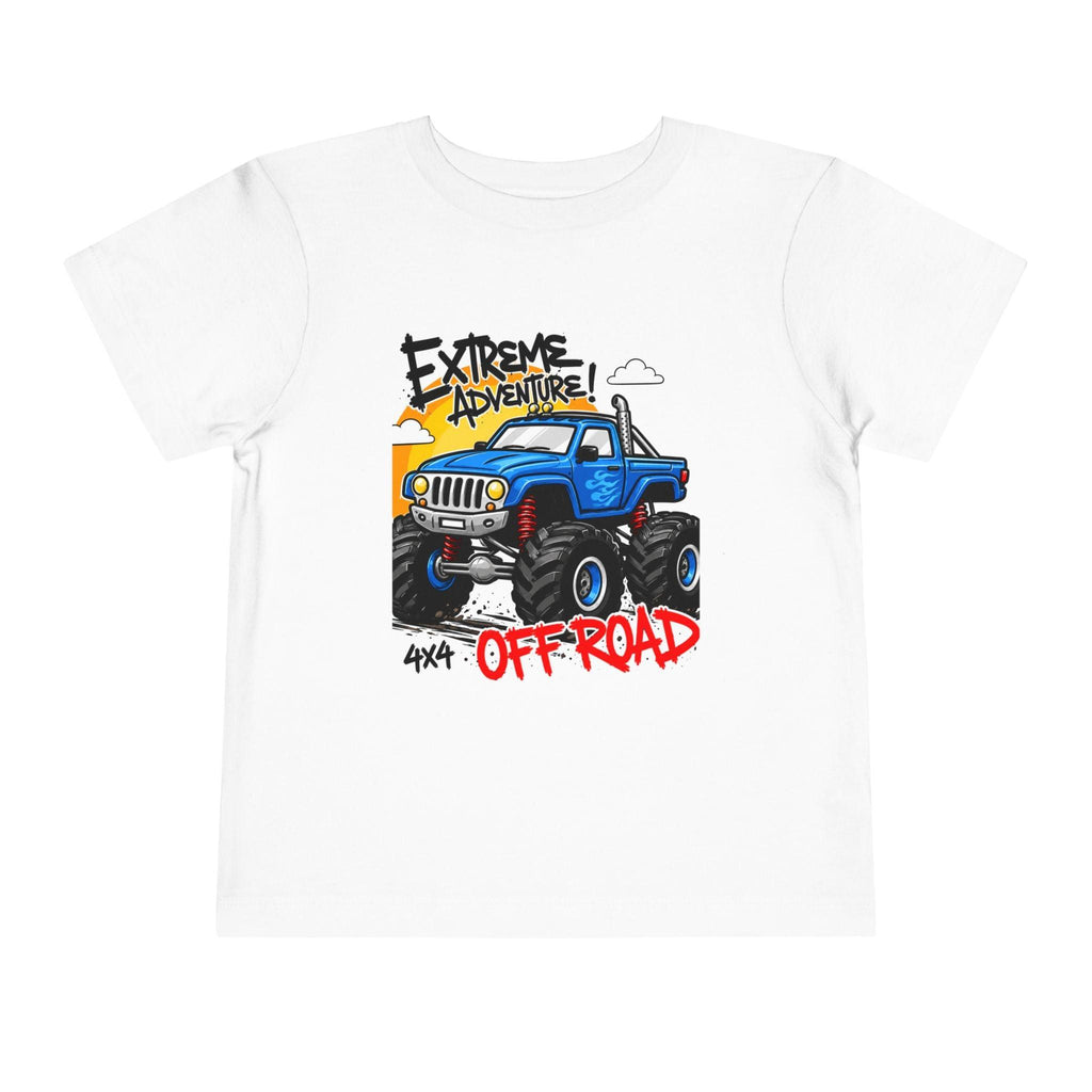 Toddler Tee - "Extreme Adventure 4x4 Off Road" Blue Monster Truck.