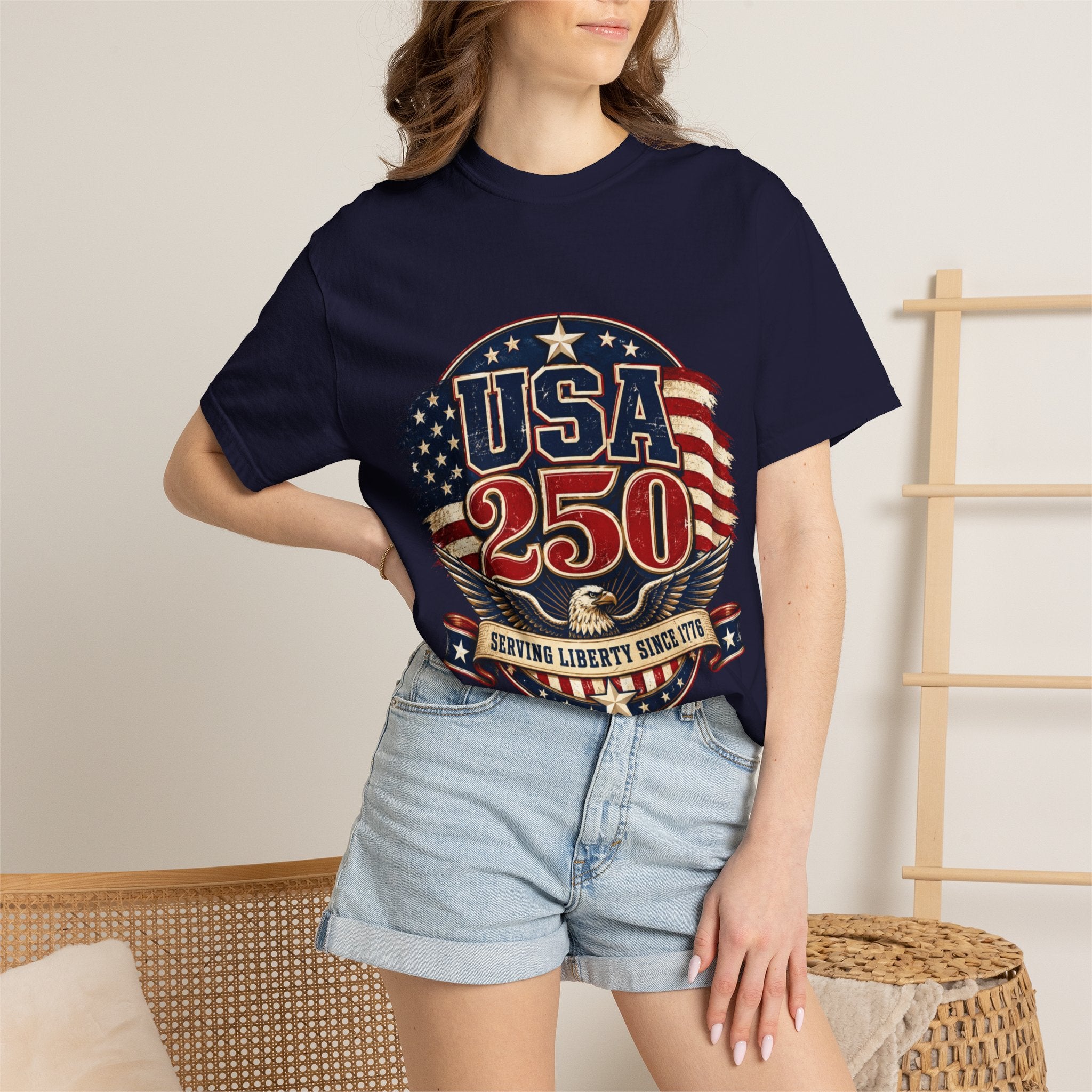 USA 250 T-Shirt — Patriotic "Serving Liberty Since 1776" Anniversary Tee