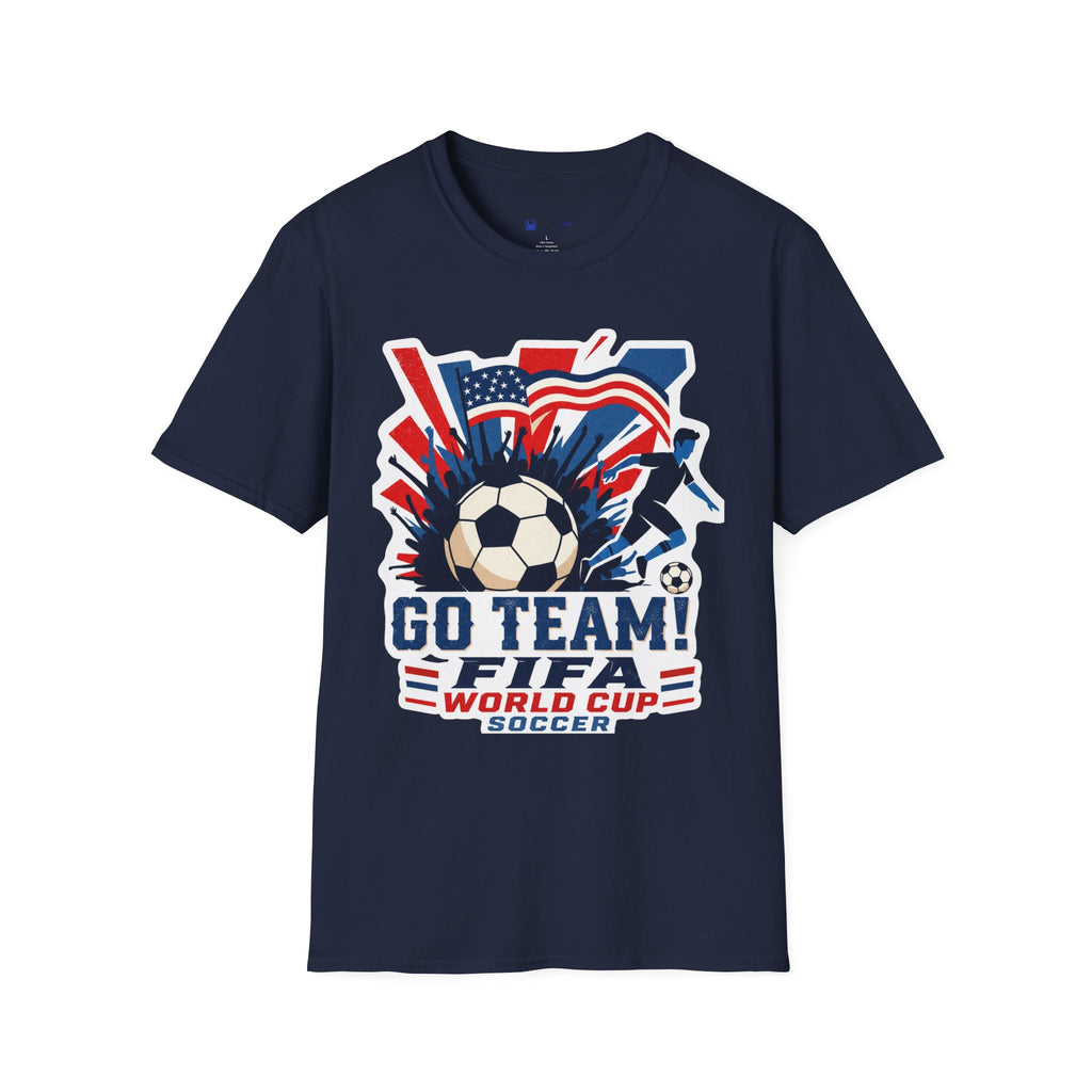 Soccer  Cup T-Shirt – "Go Team! Cup Soccer" USA Flag Design