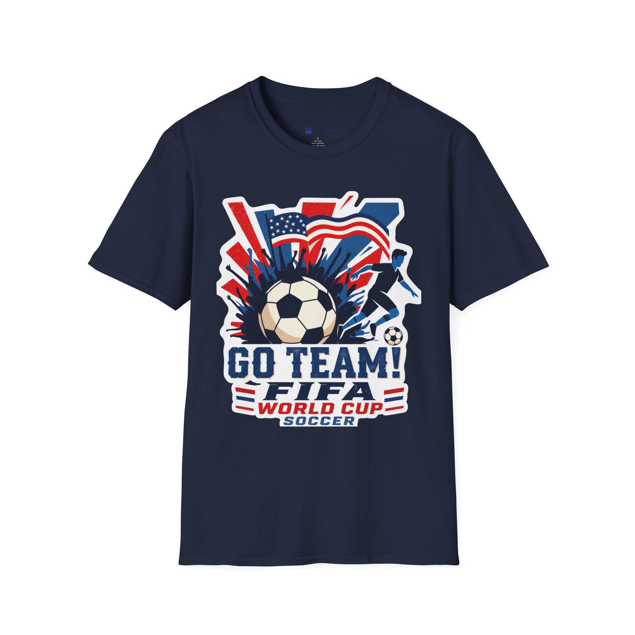 Soccer  Cup T-Shirt – "Go Team! Cup Soccer" USA Flag Design