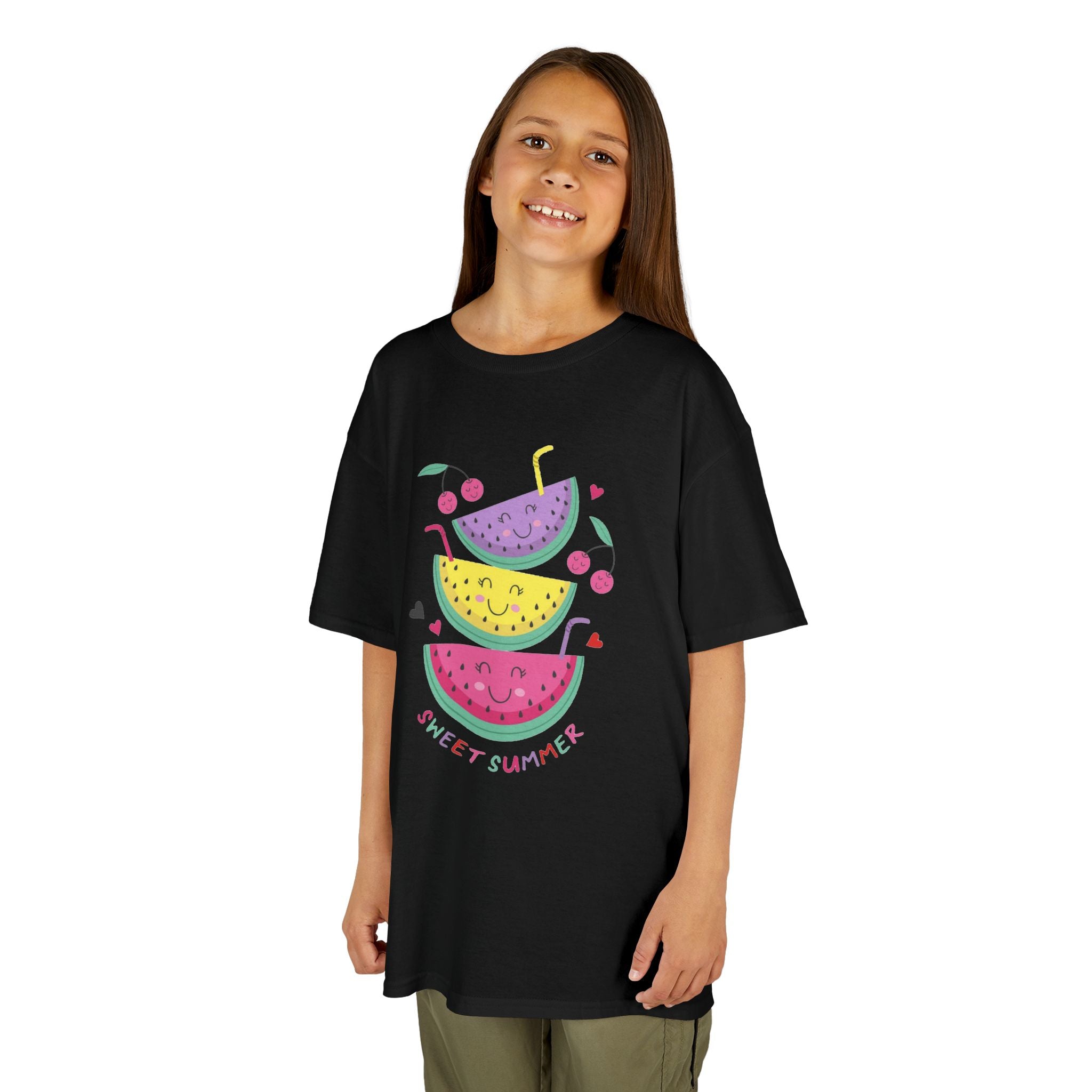 Kids T-Shirt — Cute Stacked Watermelon Illustration with "Sweet Things" Text