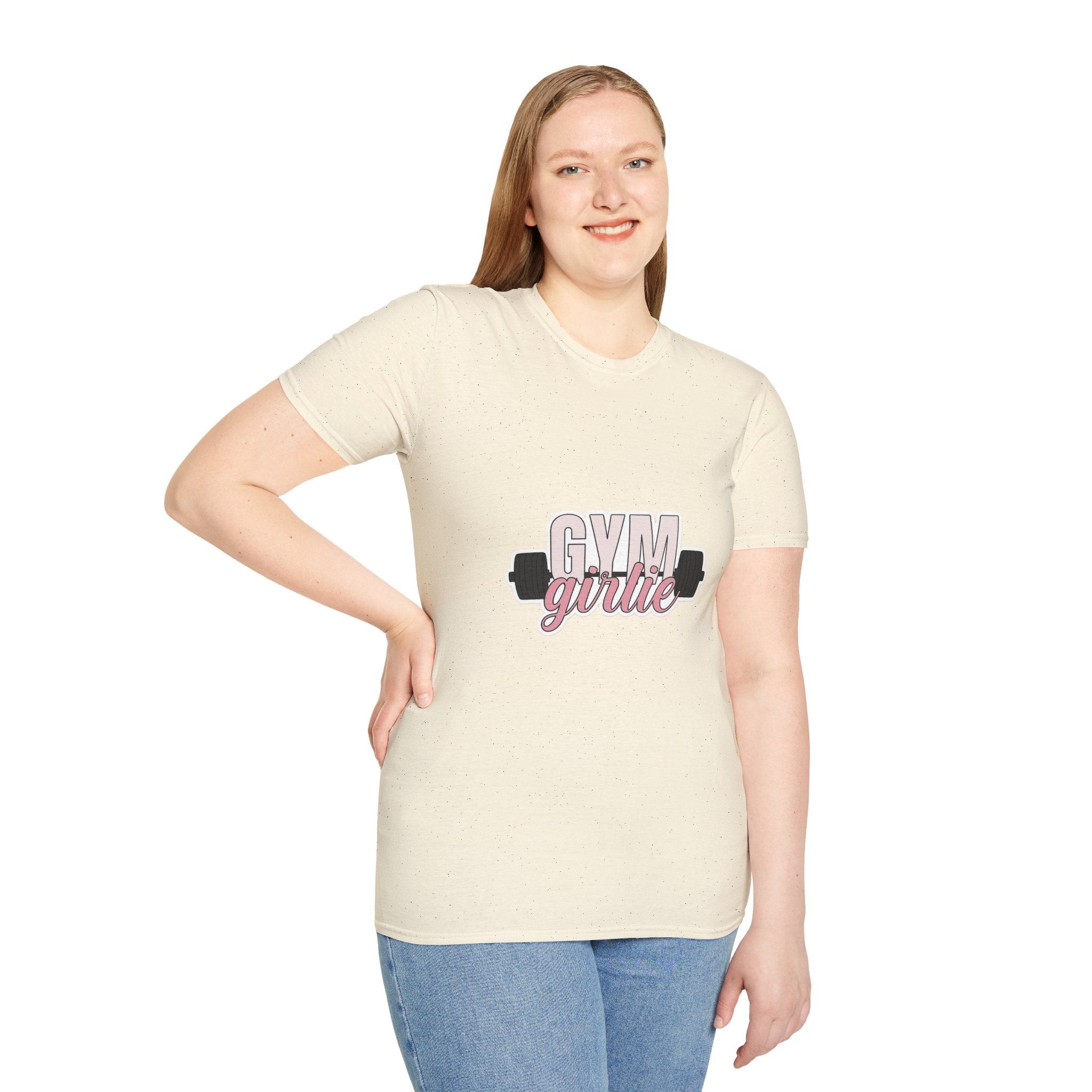 Gym Girlie T-Shirt — Women’s Fitness Tee with Barbell Graphic