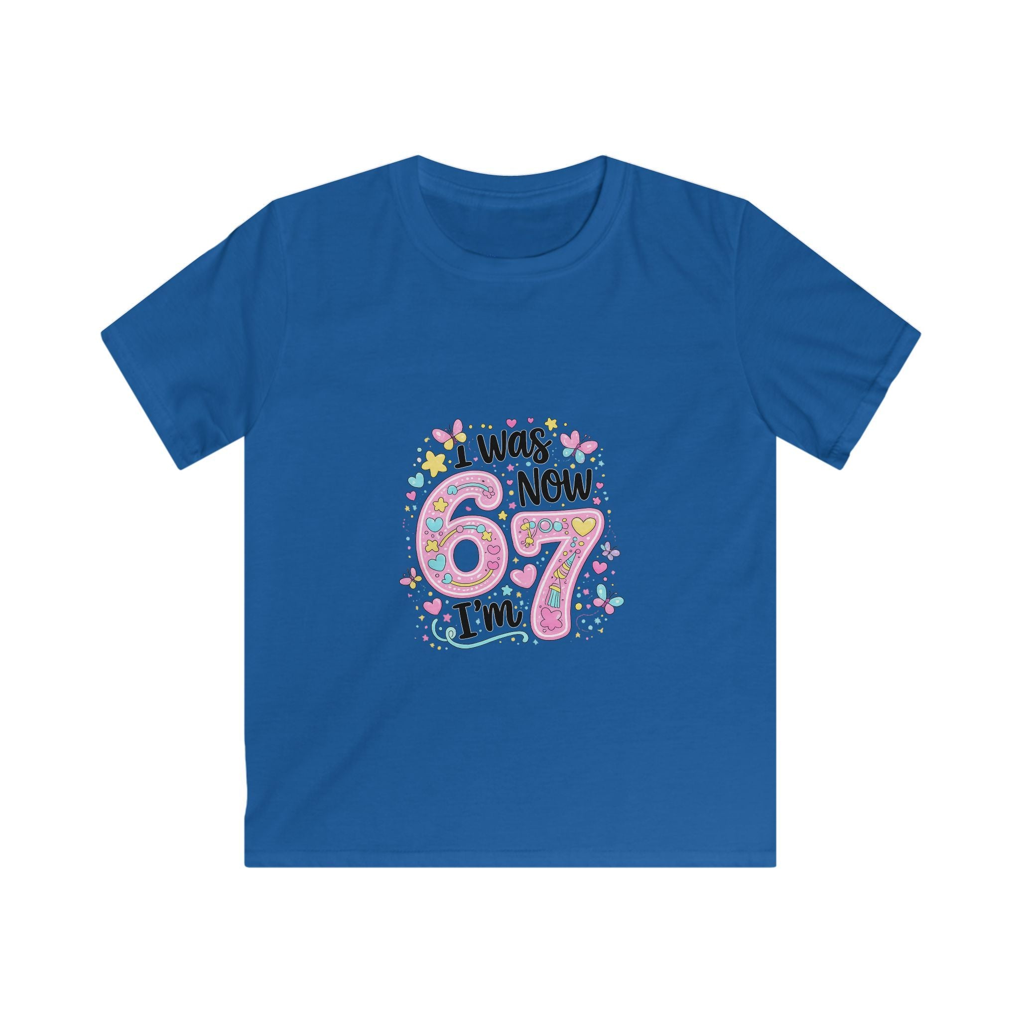 Kids Tee — ‘I Was 6 Now I’m 7’ Birthday Girl Cute Floral Design