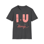 T-Shirt – Cute 'I  U Always' Kissing Letters Valentine's Tee
