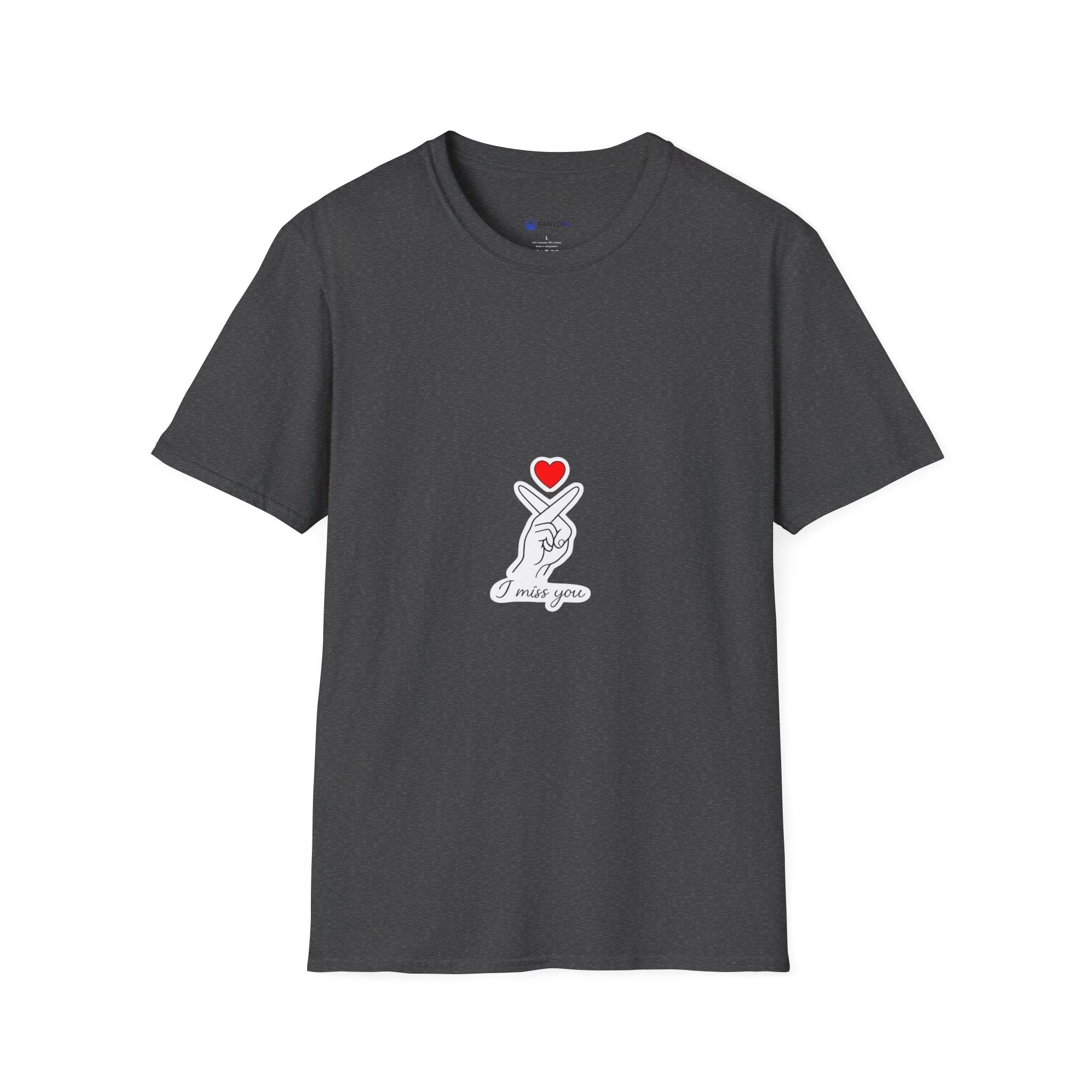 Korean Finger Heart T‑Shirt – I Miss You Minimalist Graphic Tee