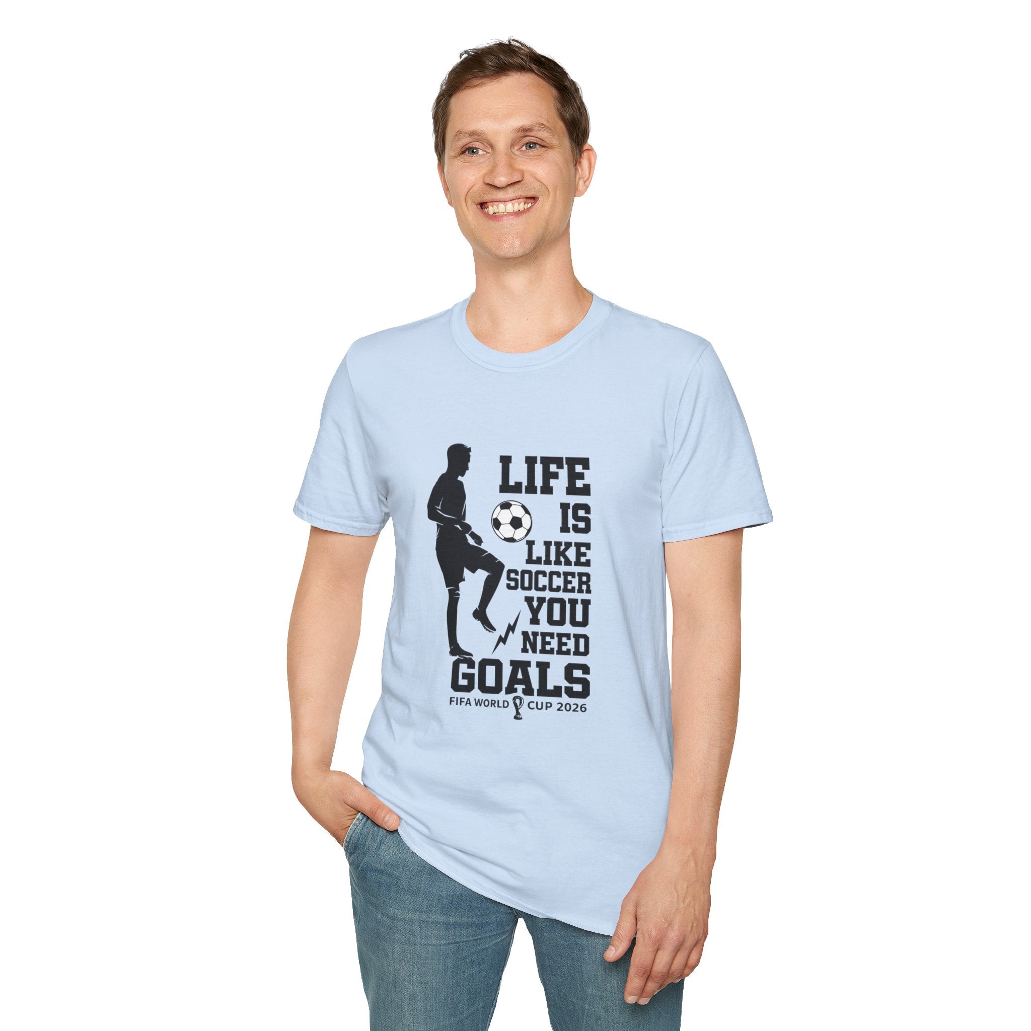 Soccer T-Shirt — "Life Is Like Soccer, You Need Goals" Athletic Tee