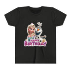 Kids' Birthday Tee - Cute Princess and Snowman "Happy Birthday" Graphic