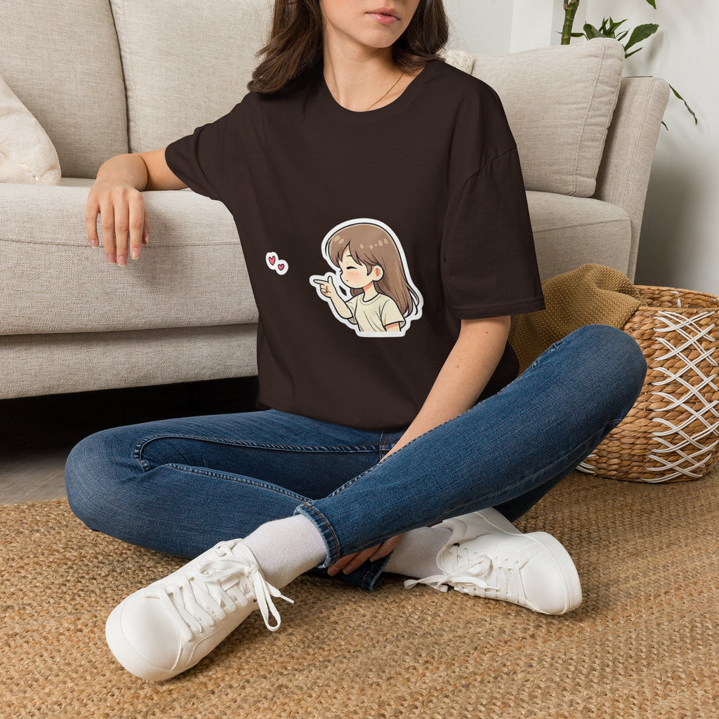Kawaii Girl Blowing Hearts T-Shirt — Cute Anime Graphic Tee