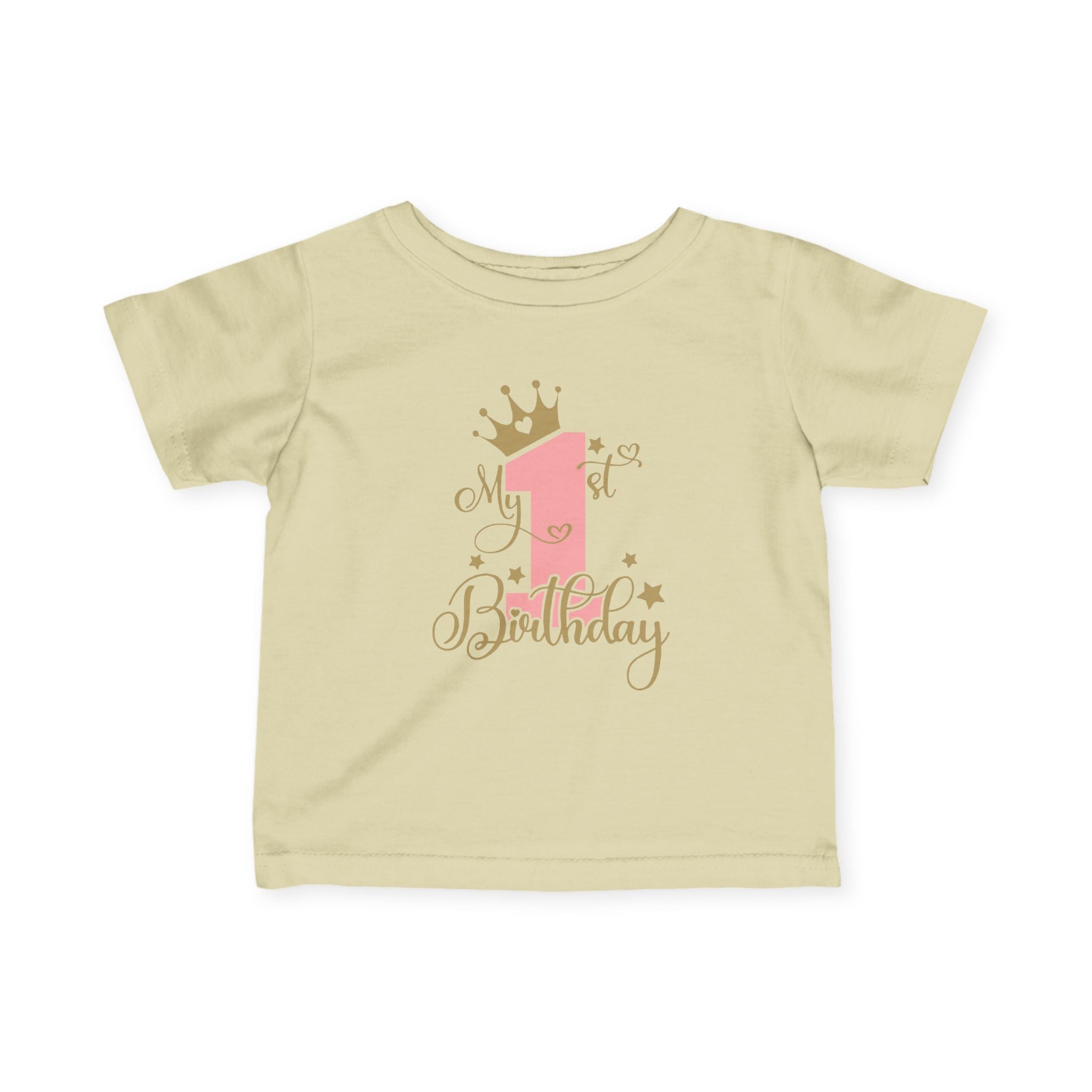 Infant Tee — "My 1st Birthday" Pink Crown First Birthday Shirt
