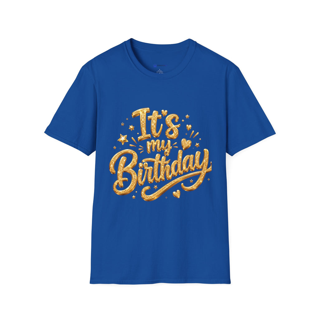 Birthday T-Shirt — "It's My Birthday" Gold Glitter Script Party Tee