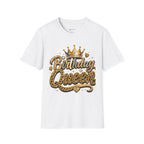 Birthday Queen T‑Shirt — Gold Crown & Leopard Print Celebration Tee