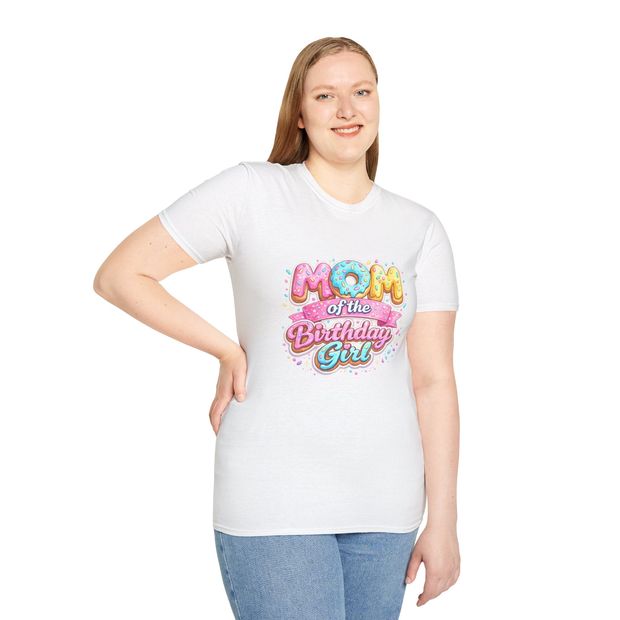 Unisex Softstyle T-Shirt "mom of the birthday girl"