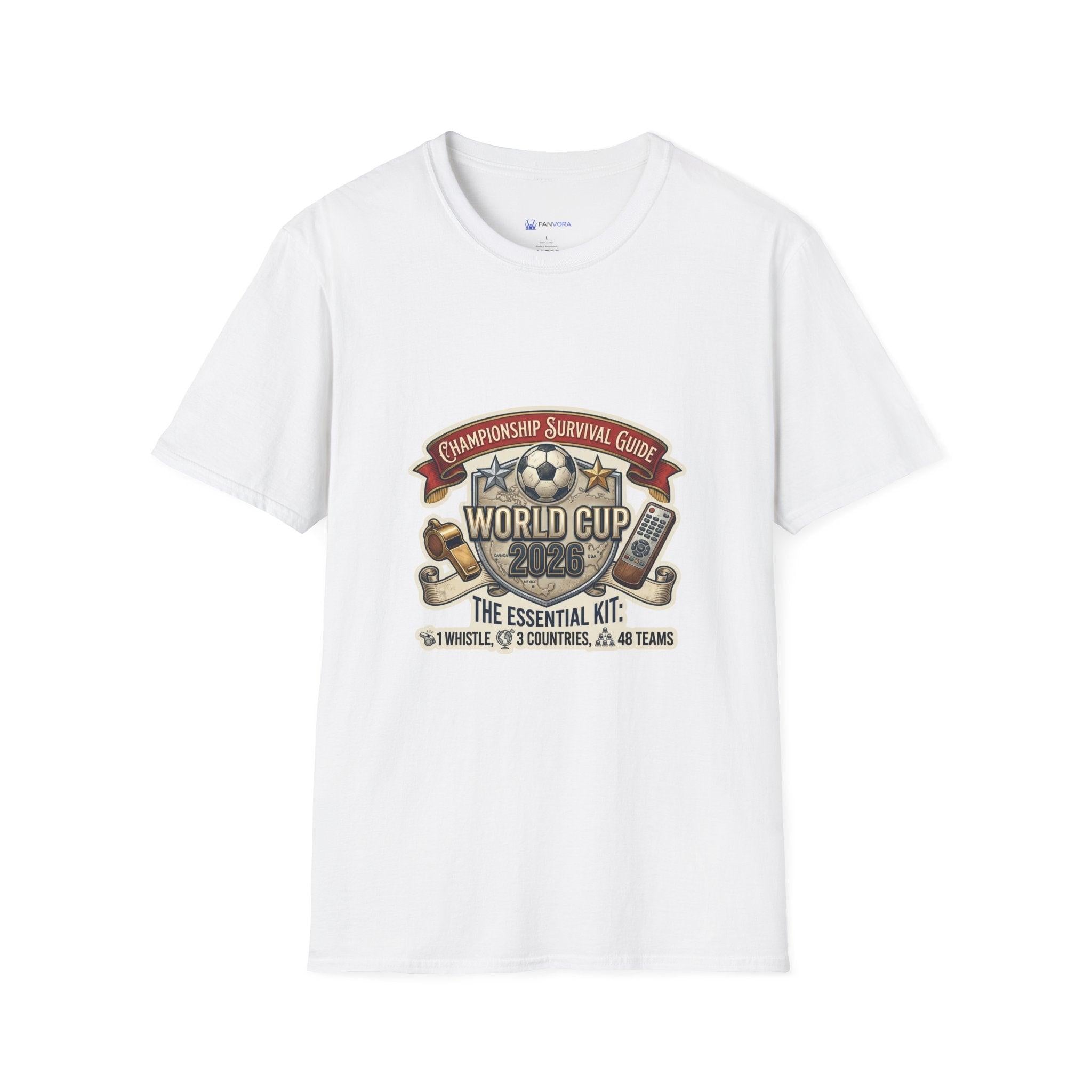 Unisex - World Cup Survival Guide T-Shirt — "The Essential Kit" Soccer Fan Tee.