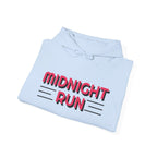 Unisex Midnight Run Hoodie — Retro Palm Beach Graphic Hooded Sweatshirt.