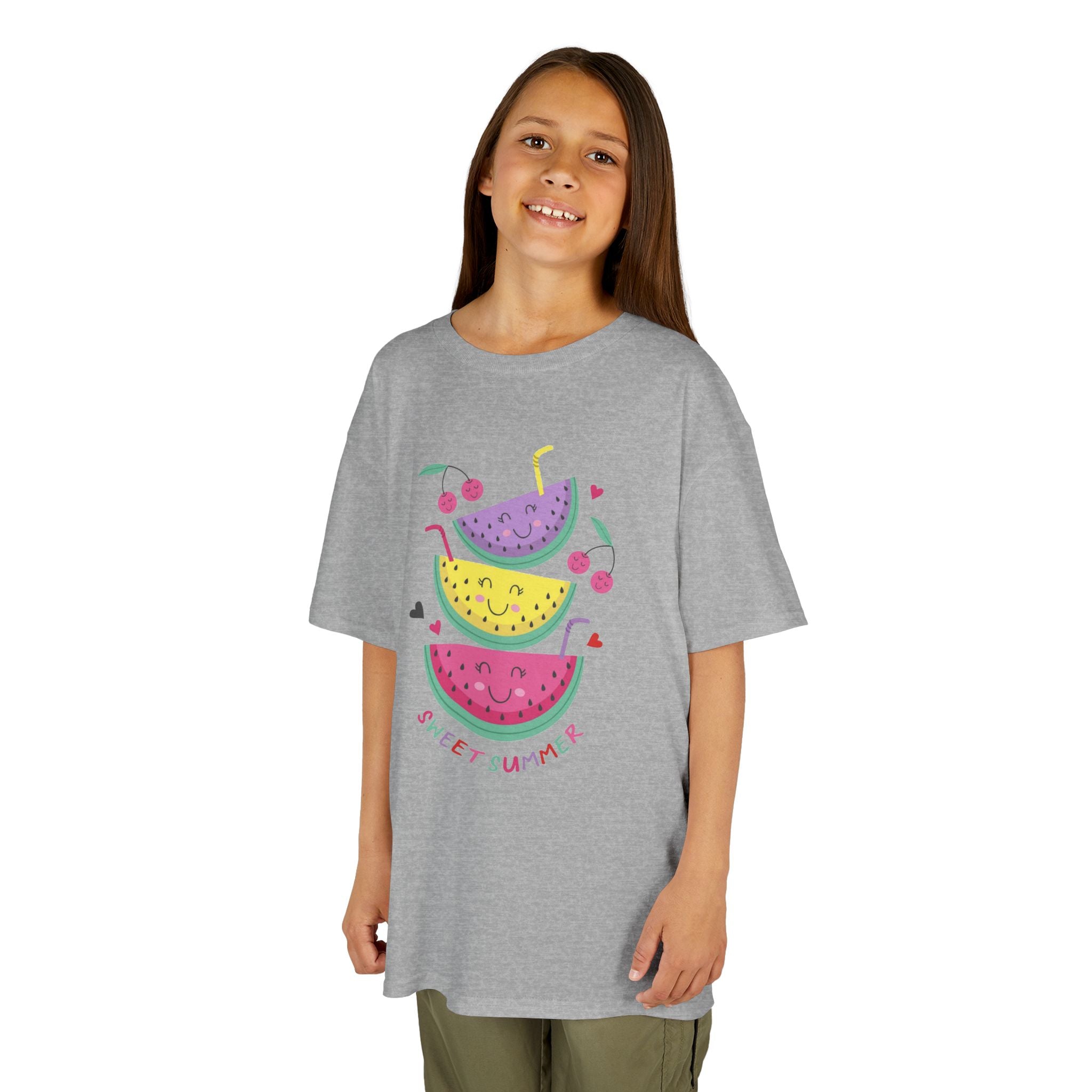 Kids T-Shirt — Cute Stacked Watermelon Illustration with "Sweet Things" Text