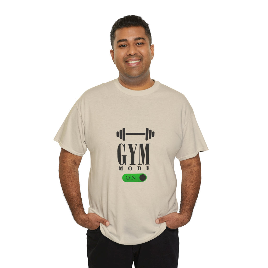 Gym Mode On T-Shirt — Workout Tee with Barbell Graphic