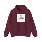 New Day Hoodie — "I'm Happy" Minimal Positive Graphic Sweatshirt.