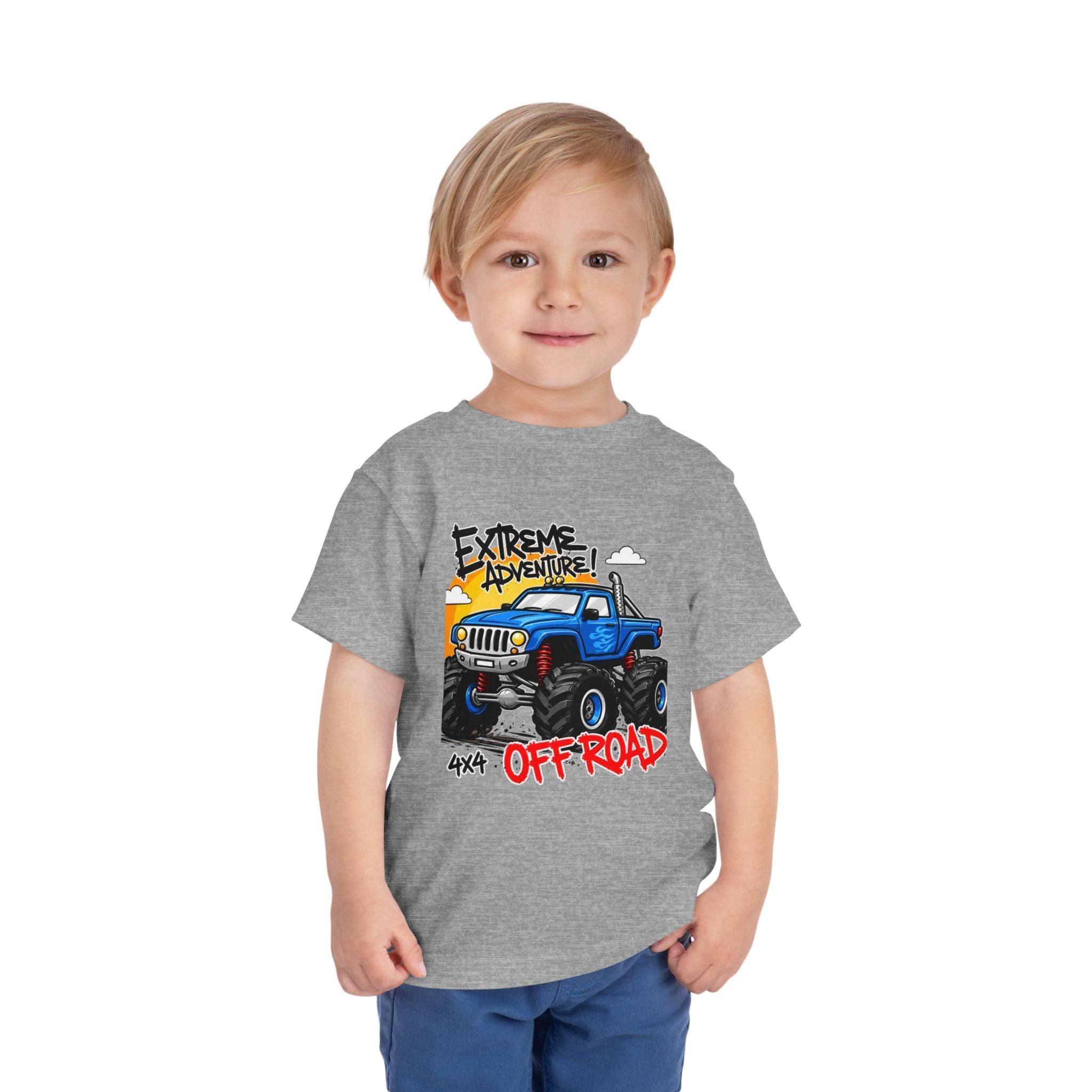 Toddler Tee - "Extreme Adventure 4x4 Off Road" Blue Monster Truck.