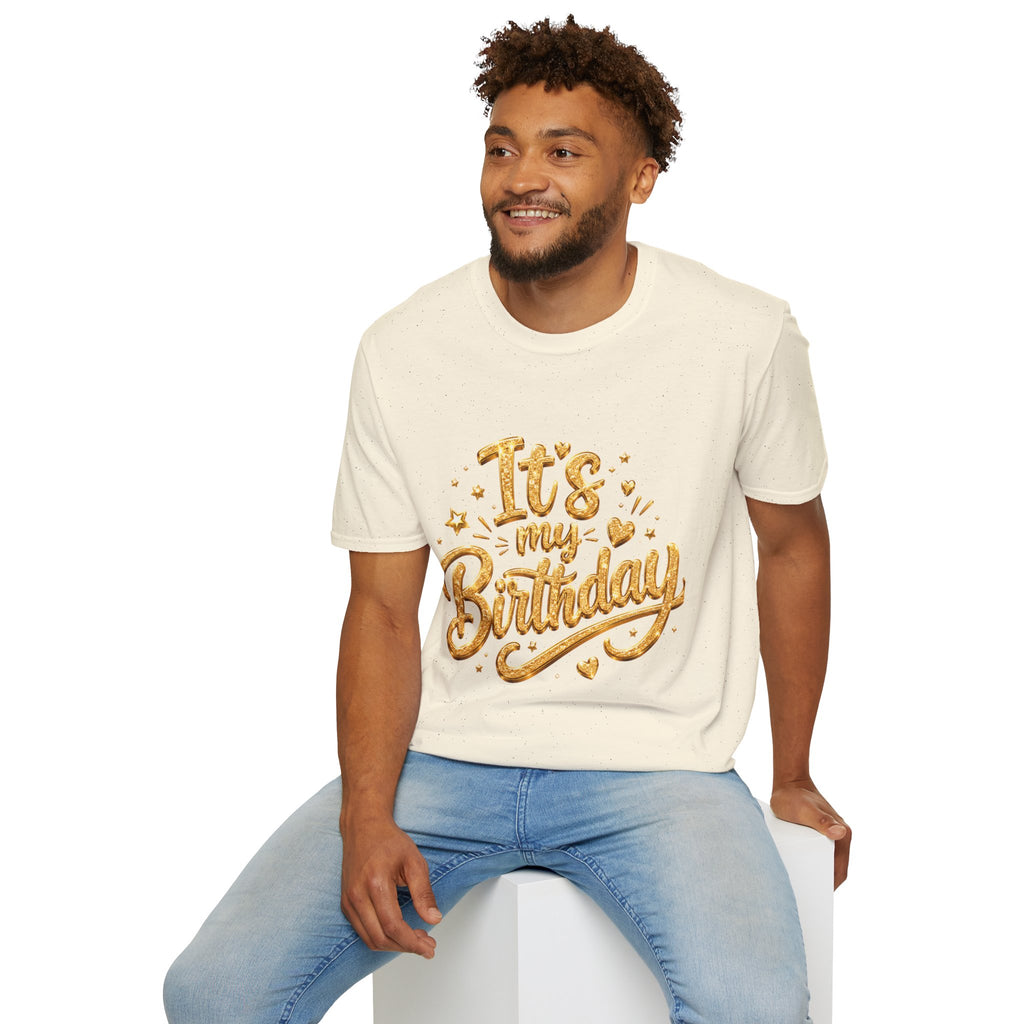 Birthday T-Shirt — "It's My Birthday" Gold Glitter Script Party Tee