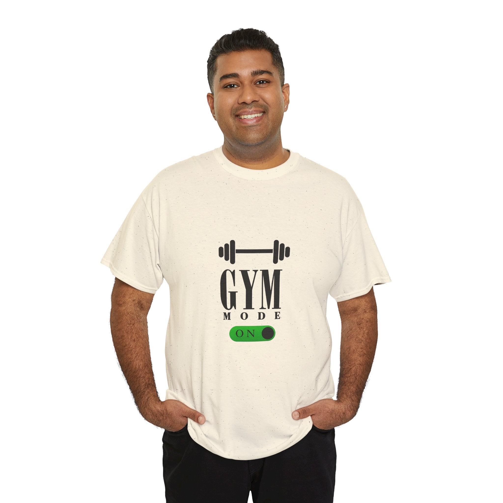 Gym Mode On T-Shirt — Workout Tee with Barbell Graphic