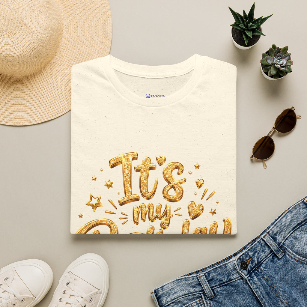 Birthday T-Shirt — "It's My Birthday" Gold Glitter Script Party Tee