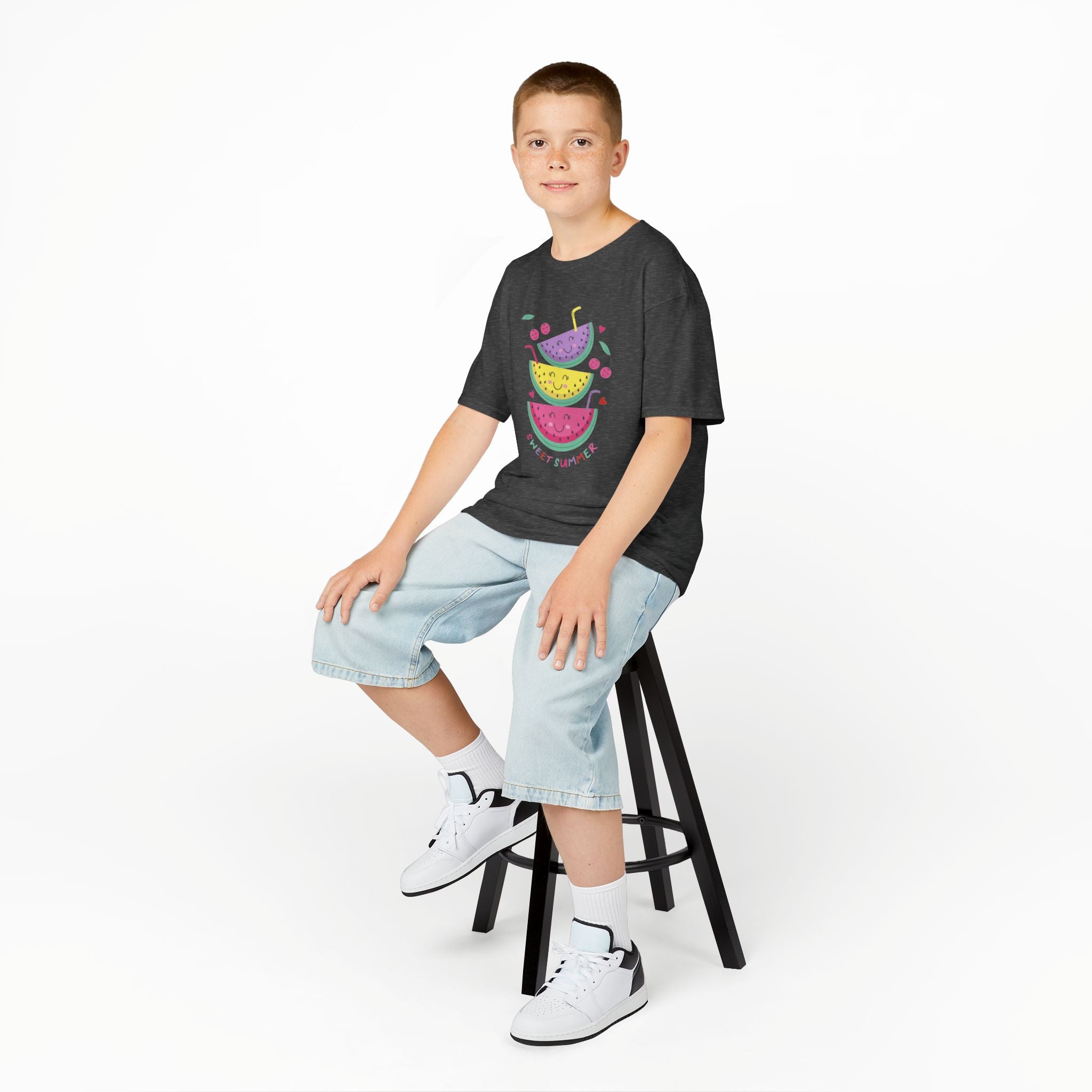 Kids T-Shirt — Cute Stacked Watermelon Illustration with "Sweet Things" Text