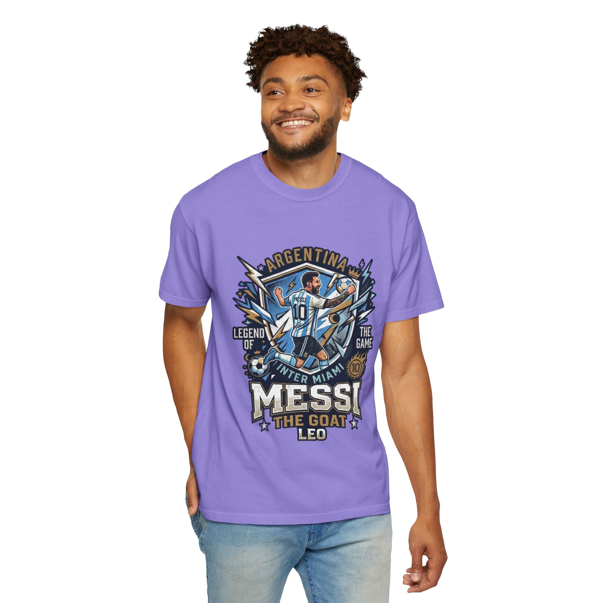 Messi "The GOAT" Soccer T-Shirt - Argentina Fan Version