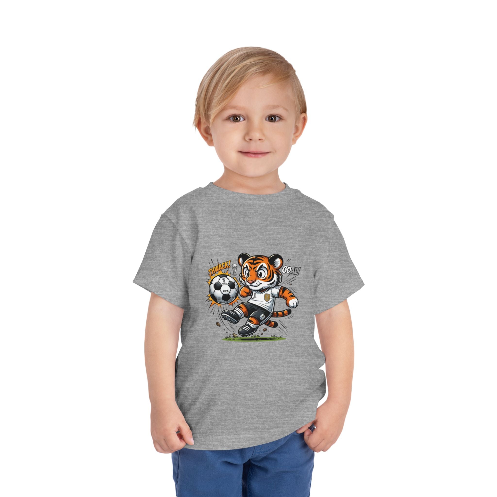 Toddler Soccer Tiger Tee — Cute Kicking Tiger Football Shirt for Kids