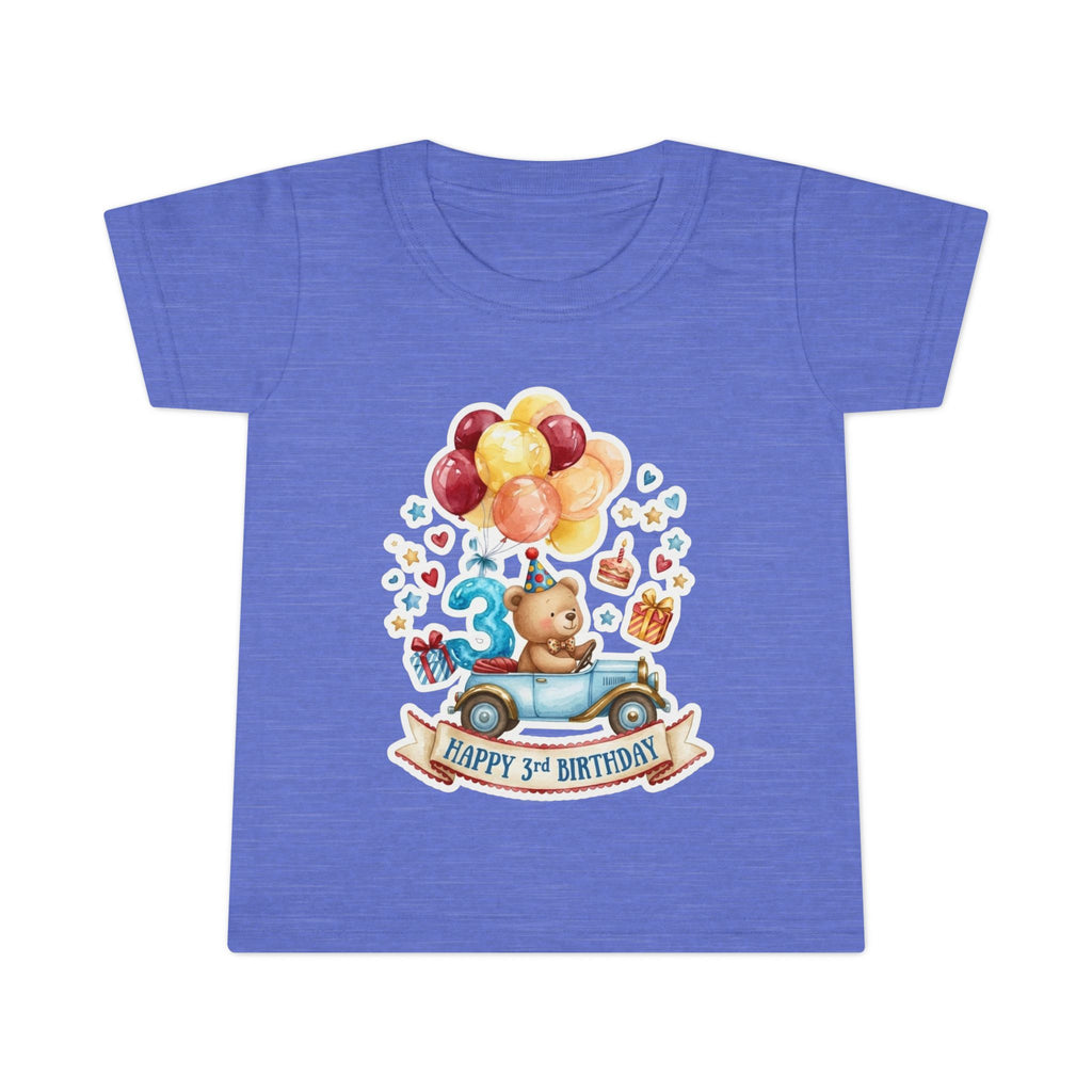 Toddler T-Shirt — Happy 3rd Birthday Bear Balloons Graphic
