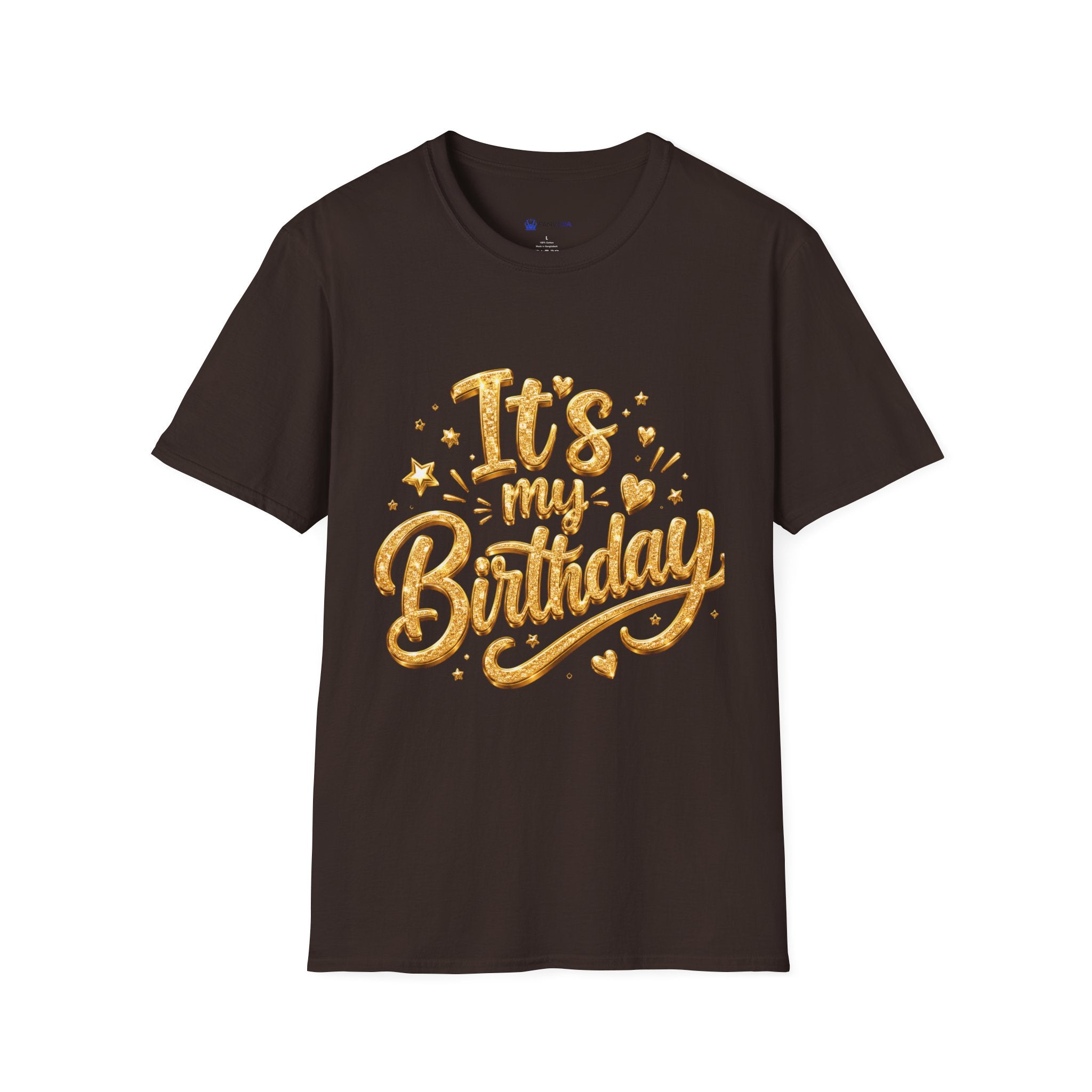 Birthday T-Shirt — "It's My Birthday" Gold Glitter Script Party Tee
