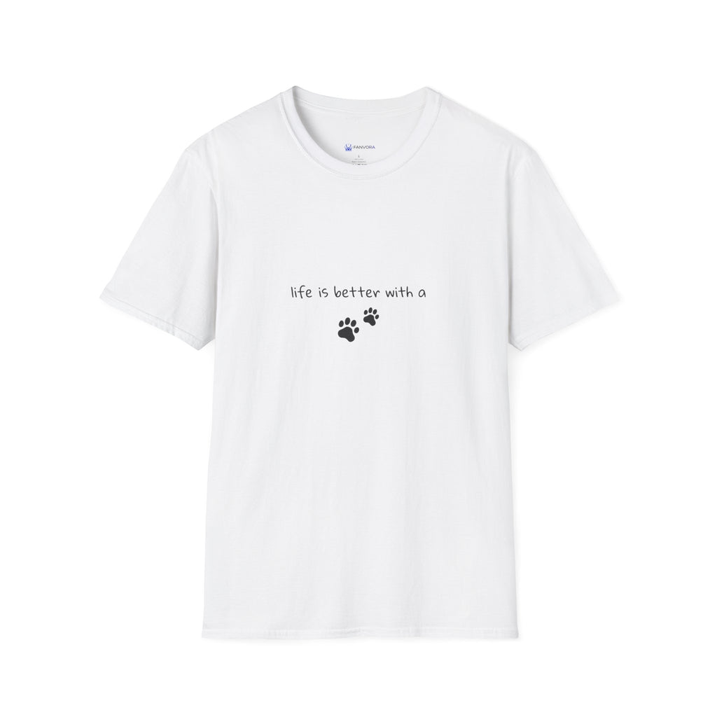 Pet Lover T‑Shirt — "Life Is Better With a" Paw Print Tee