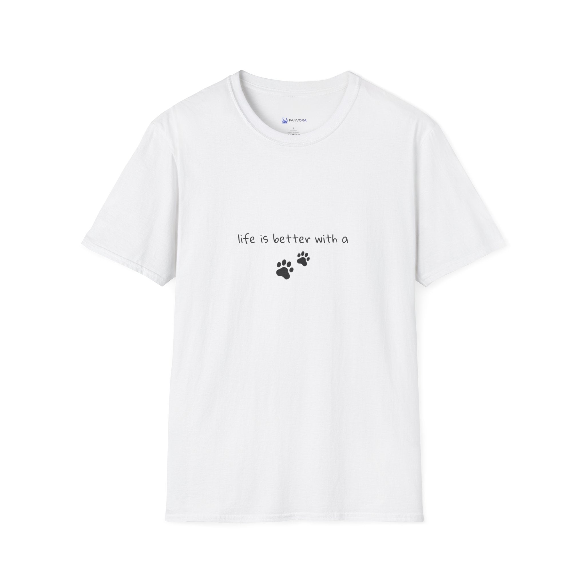 Pet Lover T‑Shirt — "Life Is Better With a" Paw Print Tee