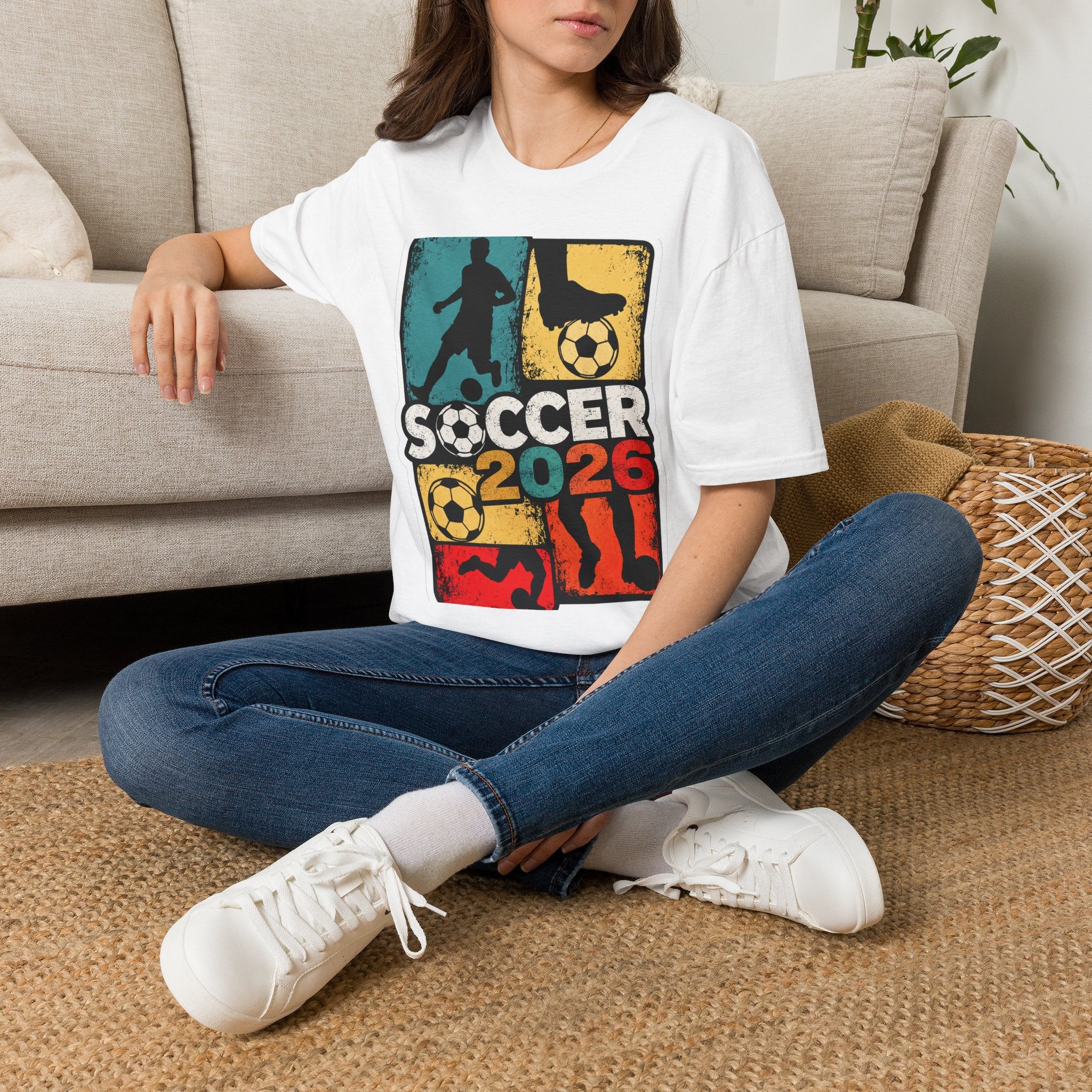 Soccer 2026 Retro colorful Graphic T-Shirt design.