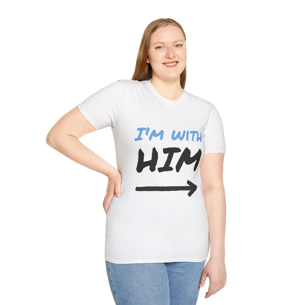 I’m With Him arrow couple t-shirt